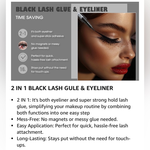 Lash Glue Liner Set 2-In-1 Black Eyelash Glue & Eyeliner+Clear Lash Glue Liner - Picture 7 of 13